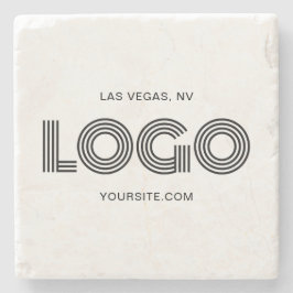 Zwart Modern Rechthoekig Logo Promo Stenen Onderzetter