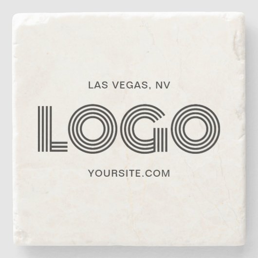 Zwart Modern Rechthoekig Logo Promo Stenen Onderzetter (Voorkant)