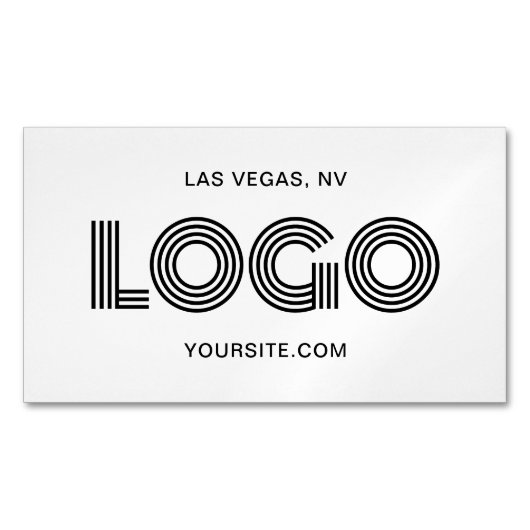 Zwart Modern Rectangular Logo Promotional Magnetisch Visitekaartje (Voorkant)