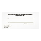 Zwart Modern Retro Cadeaubon Reclamekaart (Achterkant)