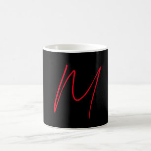 Zwart-modern rood monogram koffiemok