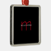 Zwart-modern rood monogram metalen ornament (Rechts)
