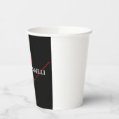 Zwart-modern rood monogram papieren bekers (Links)