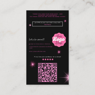 Zwart Modern roze glitter orde dank u Business Visitekaartje