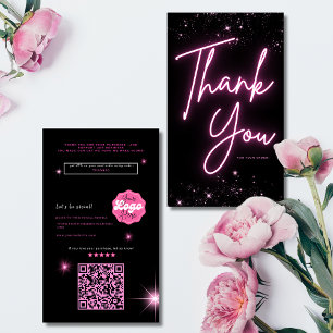 Zwart Modern roze glitter orde dank u Business Visitekaartje