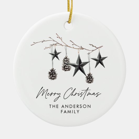 Zwart-modern schandalige elegante kerstmis keramisch ornament (Voorkant)