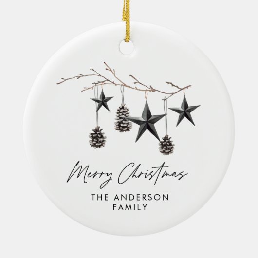 Zwart-modern schandalige elegante kerstmis keramisch ornament (Achterkant)