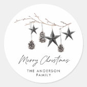 Zwart-modern schandalige elegante kerstmis ronde sticker (Voorkant)