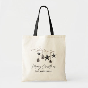 Zwart-modern schandalige elegante kerstmis tote bag