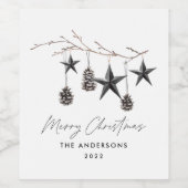 Zwart-modern schandalige elegante kerstmis wijn etiket (Enkel label)