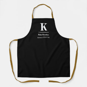 Zwart Modern Schort   Minimalistische naamletter