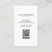 Zwart Modern Schrift Logo QR Code Monogram Make-up Visitekaartje (Achterkant)