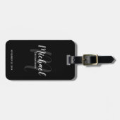 Zwart modern script - Aangepaste Groomsmen Bagagelabel (Voorkant horizontaal)