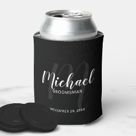 Zwart modern script - Aangepaste Groomsmen Blikjeskoeler
