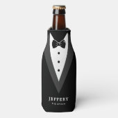 Zwart modern script - Aangepaste Groomsmen Flesjeskoeler (Fles Voorkant)