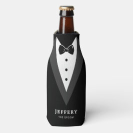 Zwart modern script - Aangepaste Groomsmen Flesjeskoeler