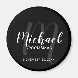 Zwart modern script - Aangepaste Groomsmen Magneet