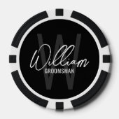 Zwart modern script - Aangepaste Groomsmen Poker Chips (Voorkant)