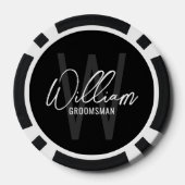 Zwart modern script - Aangepaste Groomsmen Poker Chips (Achterkant)