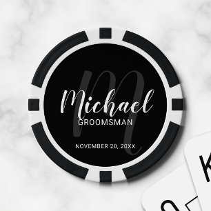Zwart modern script - Aangepaste Groomsmen Poker Chips