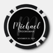 Zwart modern script - Aangepaste Groomsmen Poker Chips (Achterkant)