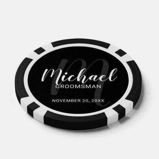 Zwart modern script - Aangepaste Groomsmen Poker Chips (Enkel)