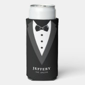 Zwart modern script - Aangepaste Groomsmen Seltzer Blikjeskoeler (Seltzer Achterkant)