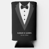 Zwart modern script - Aangepaste Groomsmen Seltzer Blikjeskoeler (Voorkant)