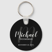 Zwart modern script - Aangepaste Groomsmen Sleutelhanger (Voorkant)