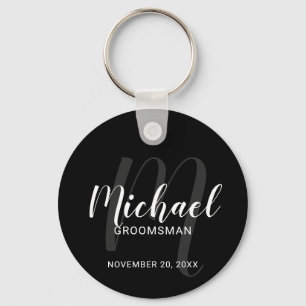 Zwart modern script - Aangepaste Groomsmen Sleutelhanger