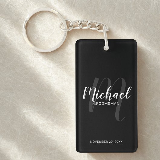Zwart modern script - Aangepaste Groomsmen Sleutelhanger