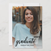 Zwart modern script Afstuderen twee foto's met Kaart (Voorkant)