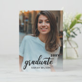 Zwart modern script Afstuderen twee foto's met Kaart (Staand voorkant)