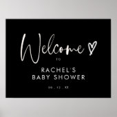 Zwart Modern Script Baby shower Welkomstbord Poster