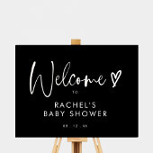 Zwart Modern Script Baby shower Welkomstbord Poster