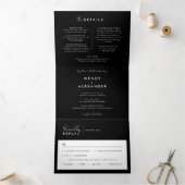 Zwart Modern Script Bruiloft Alles in een Drieluik Uitnodiging (Binnen)