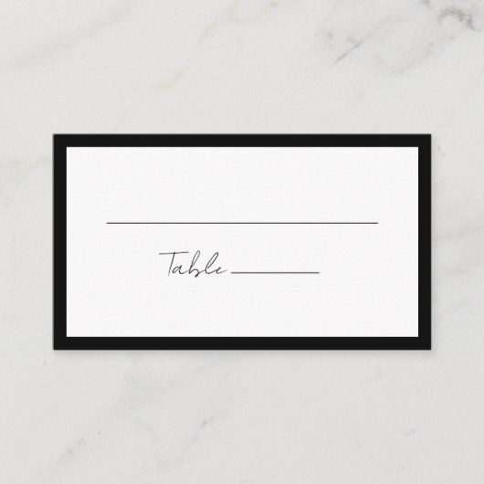 Zwart Modern Script Bruiloft Flat Plaatskaartje (Voorkant)