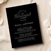 Zwart Modern Script Bruiloft repetitie diner Kaart