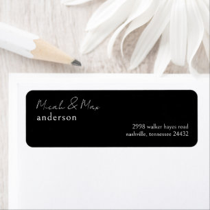 Zwart Modern Script Bruiloft Retouradres Etiket