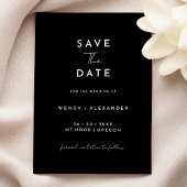 Zwart Modern Script De datum opslaan Save The Date