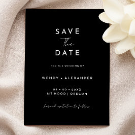 Zwart Modern Script De datum opslaan Save The Date