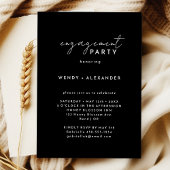 Zwart Modern Script Engagement Party Kaart