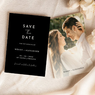 Zwart Modern Script Foto Opslaan De Datum Save The Date
