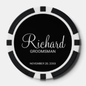 Zwart Modern Script Gepersonaliseerde Groomsman Poker Chips (Voorkant)