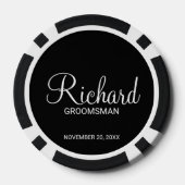 Zwart Modern Script Gepersonaliseerde Groomsman Poker Chips (Achterkant)