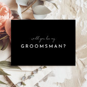 Zwart Modern Script Groomsman Voorstel Kaart
