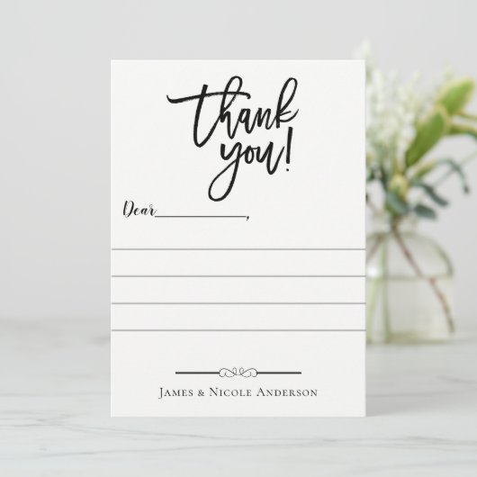 Zwart Modern Script Minimal Volledige foto dank u Bedankkaart (Staand voorkant)