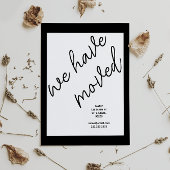 Zwart Modern Script Moving Aankondiging Adres Briefkaart