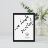 Zwart Modern Script Moving Aankondiging Adres Briefkaart (Staand voorkant)