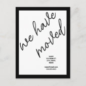 Zwart Modern Script Moving Aankondiging Adres Briefkaart (Voorkant)